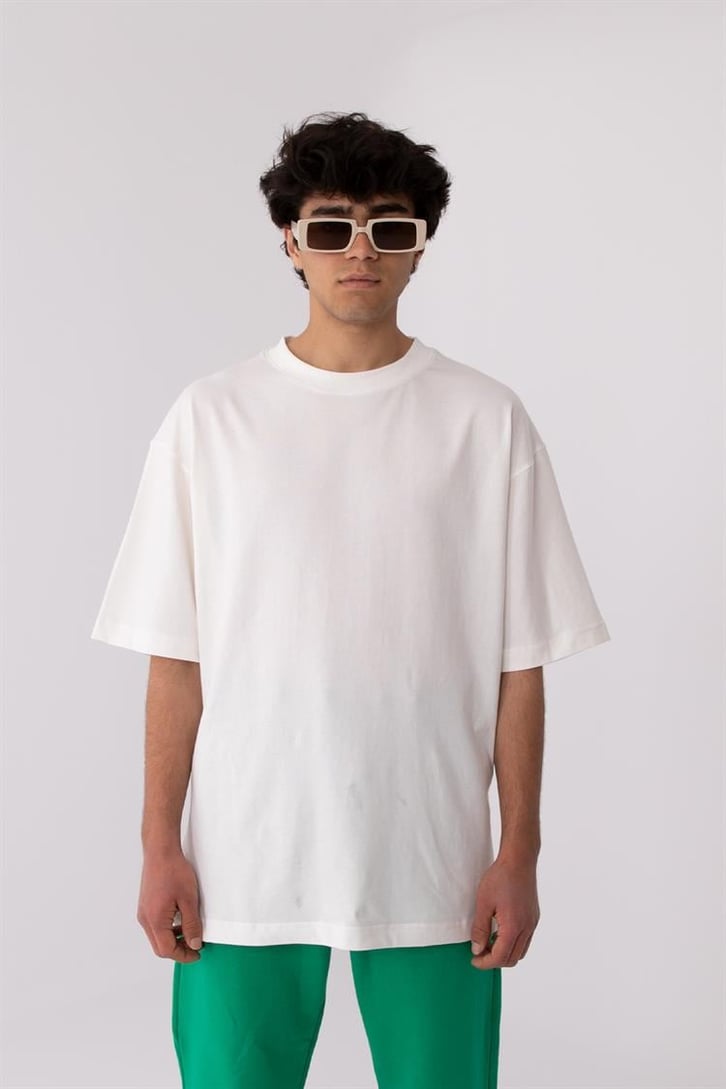 Flaw Atelier Rib Collar White Oversize Basic Tee
