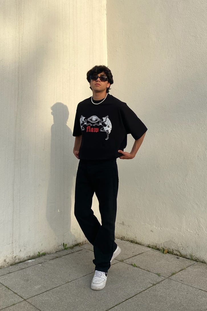 Flaw Atelier Ritual Ceremony Black Oversize Printed Tee