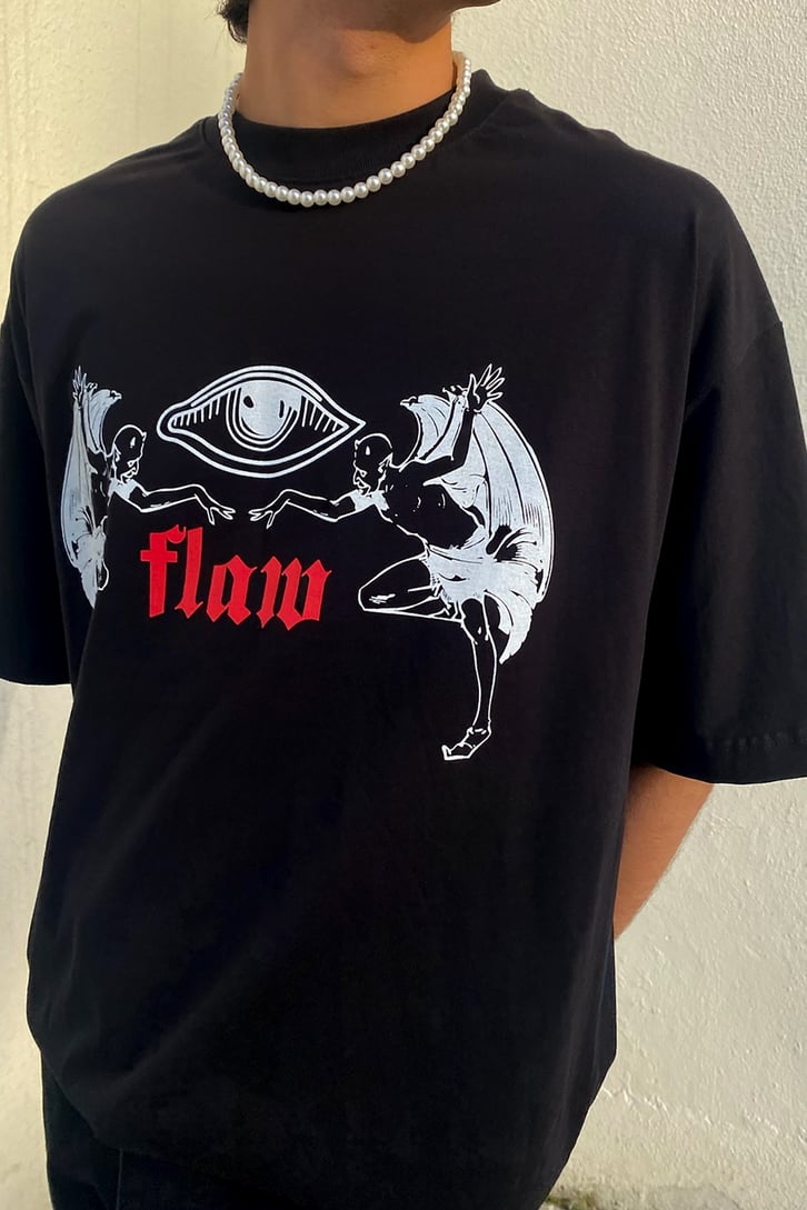 Flaw Atelier Ritual Ceremony Black Oversize Printed Tee