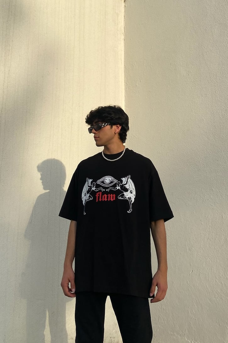 Flaw Atelier Ritual Ceremony Black Oversize Printed Tee