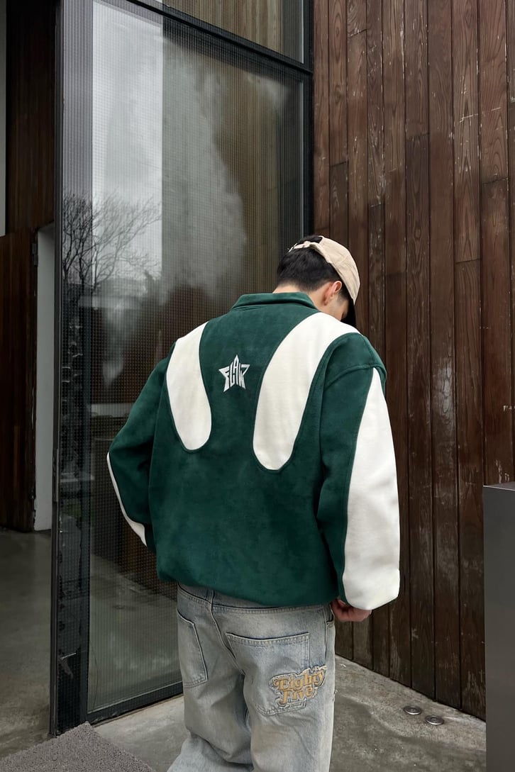 Flaw Atelier Sırt Patch Flaw Nakışlı Bej Polar Ceket