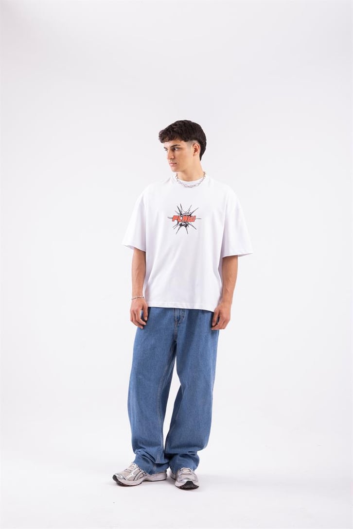 Flaw Atelier Spiky Flaw Printed Beyaz Oversize Tshirt