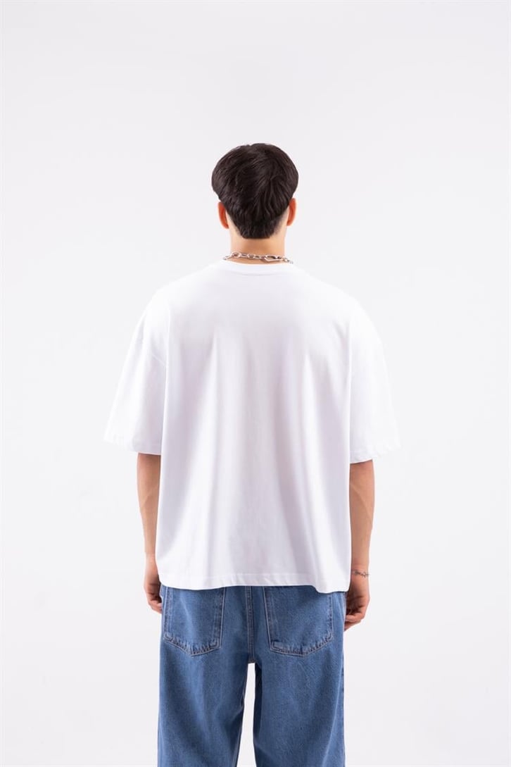 Flaw Atelier Spiky Flaw Printed Beyaz Oversize Tshirt