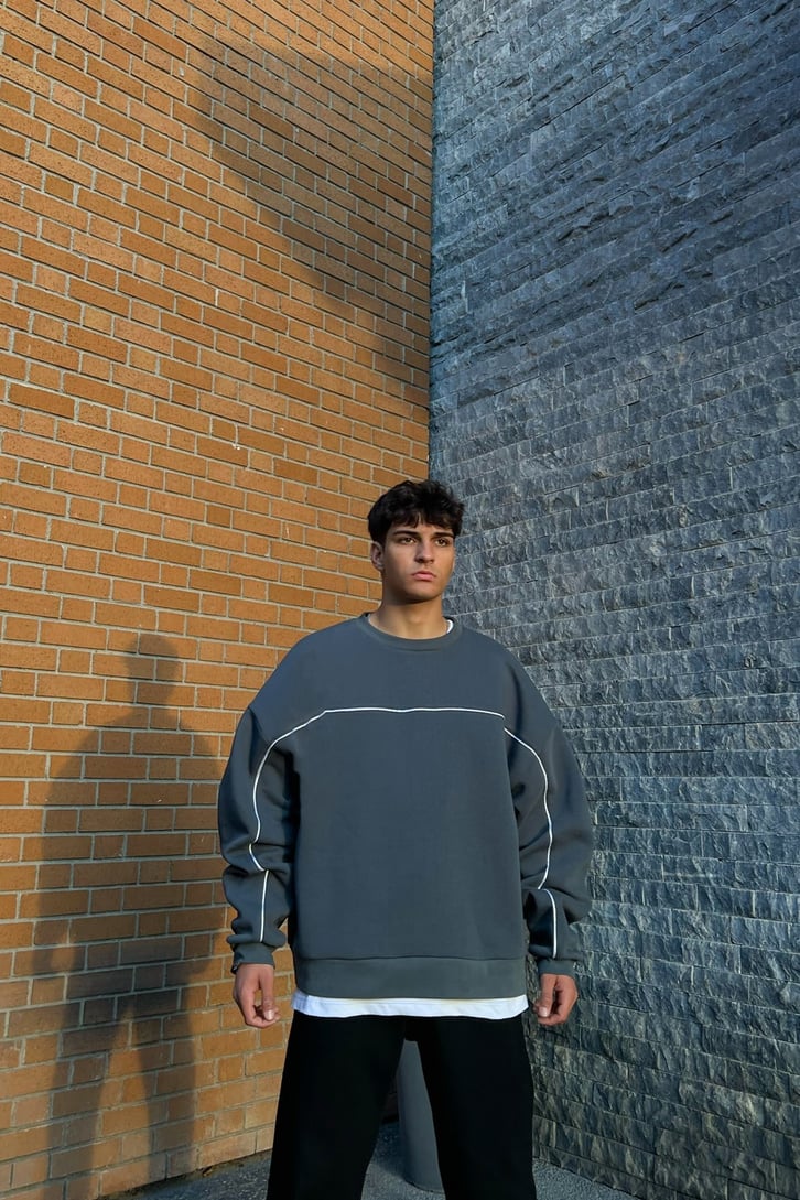 Flaw Atelier Striped Füme Premium Oversize Sweatshirt