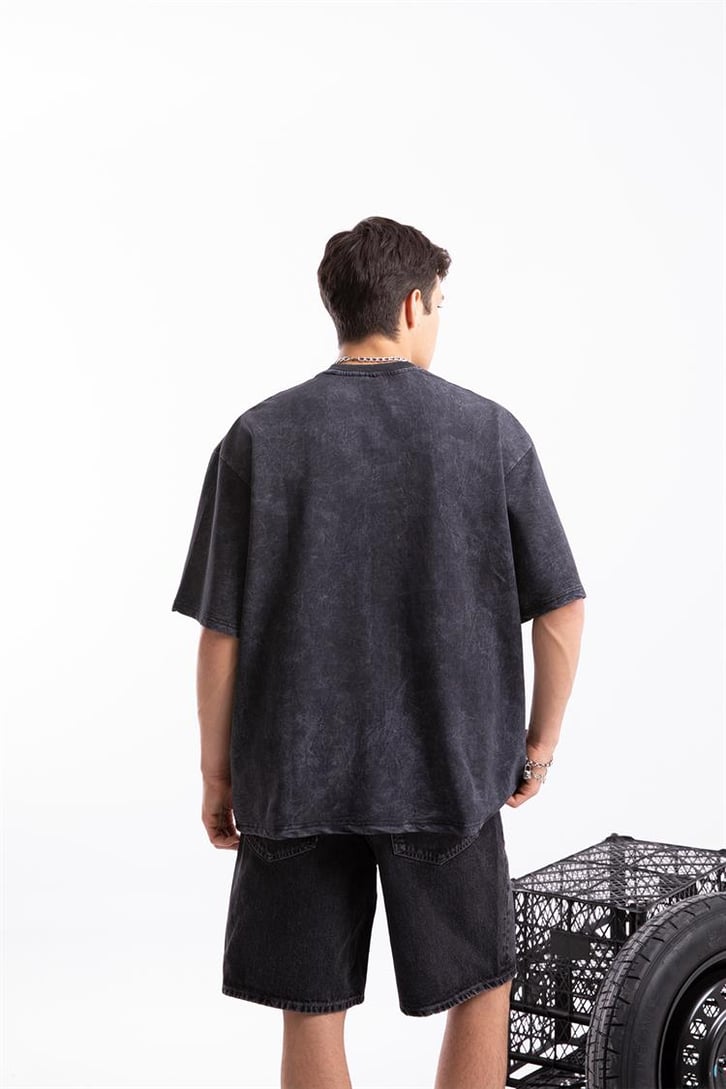 Flaw Atelier Taş İşlemeli Acid Wash Oversize Tshirt