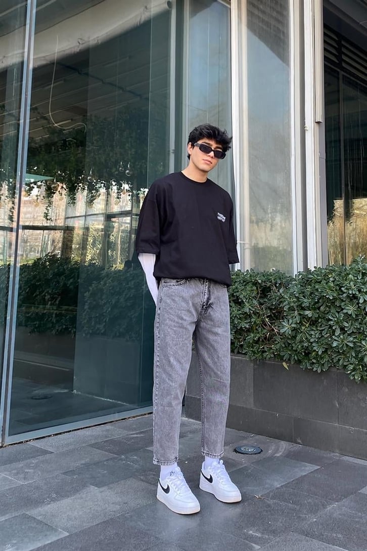 Flaw Atelier Taşlamalı Antrasit Mom Jean