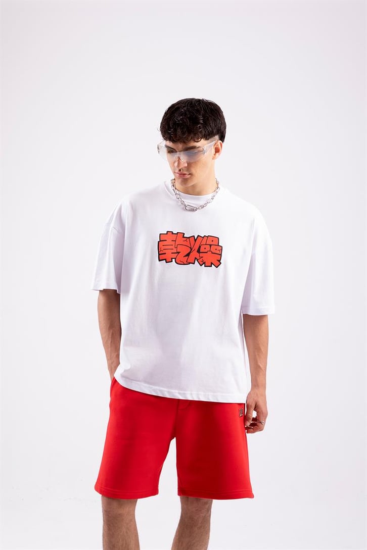 Flaw Atelier Text Logo Printed Beyaz Oversize Tshirt
