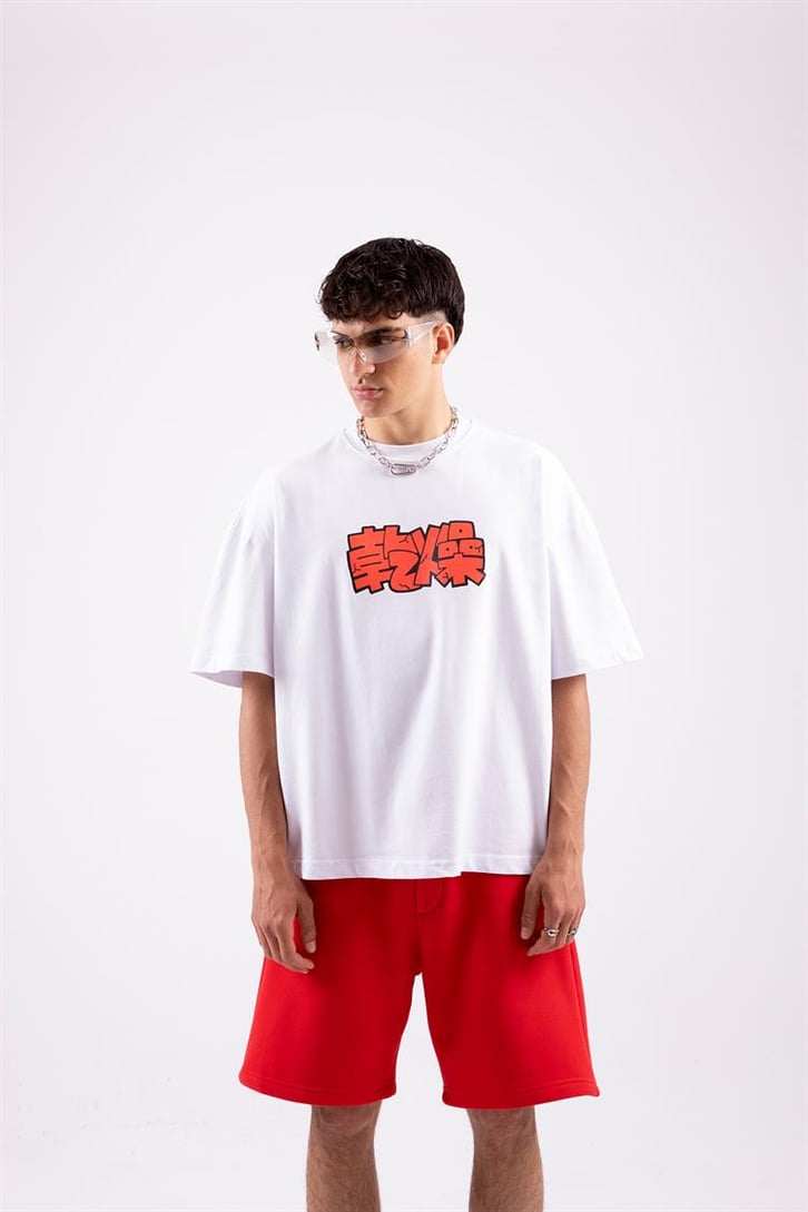 Flaw Atelier Text Logo Printed Beyaz Oversize Tshirt