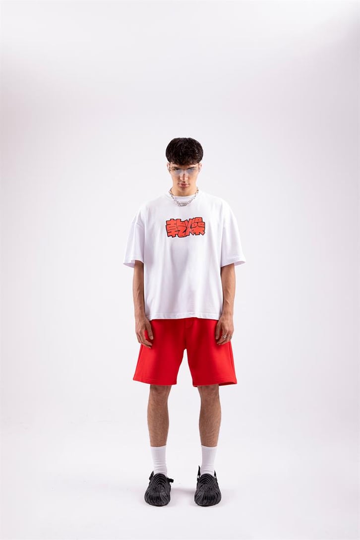 Flaw Atelier Text Logo Printed Beyaz Oversize Tshirt