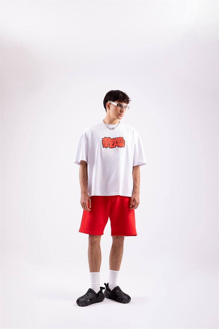Flaw Atelier Text Logo Printed Beyaz Oversize Tshirt