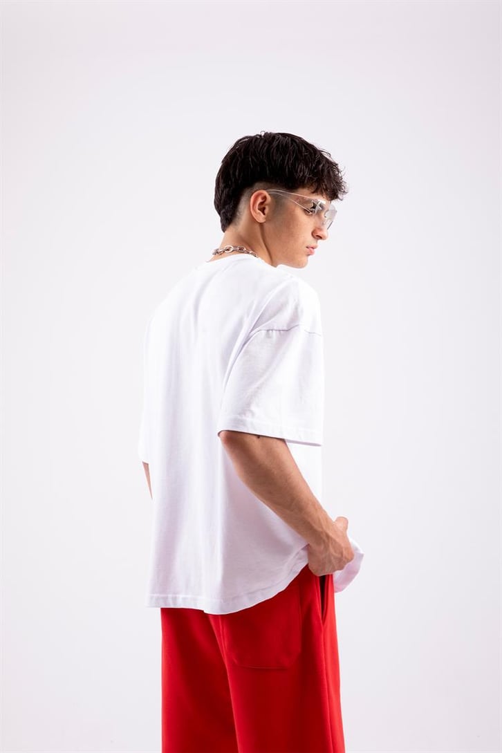 Flaw Atelier Text Logo Printed Beyaz Oversize Tshirt