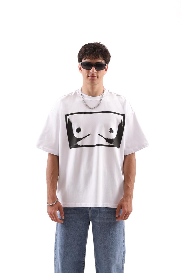 Flaw Atelier T*ts Printed Beyaz Oversize Tshirt