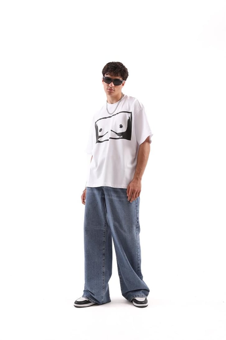 Flaw Atelier T*ts Printed Beyaz Oversize Tshirt