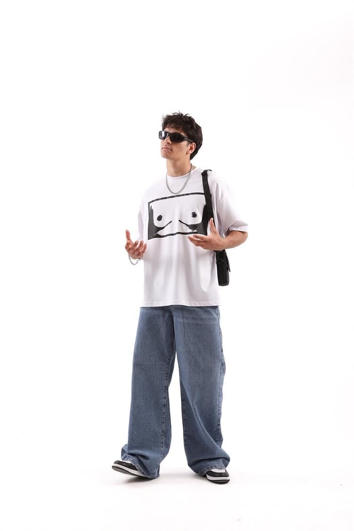 Flaw Atelier T*ts Printed Beyaz Oversize Tshirt