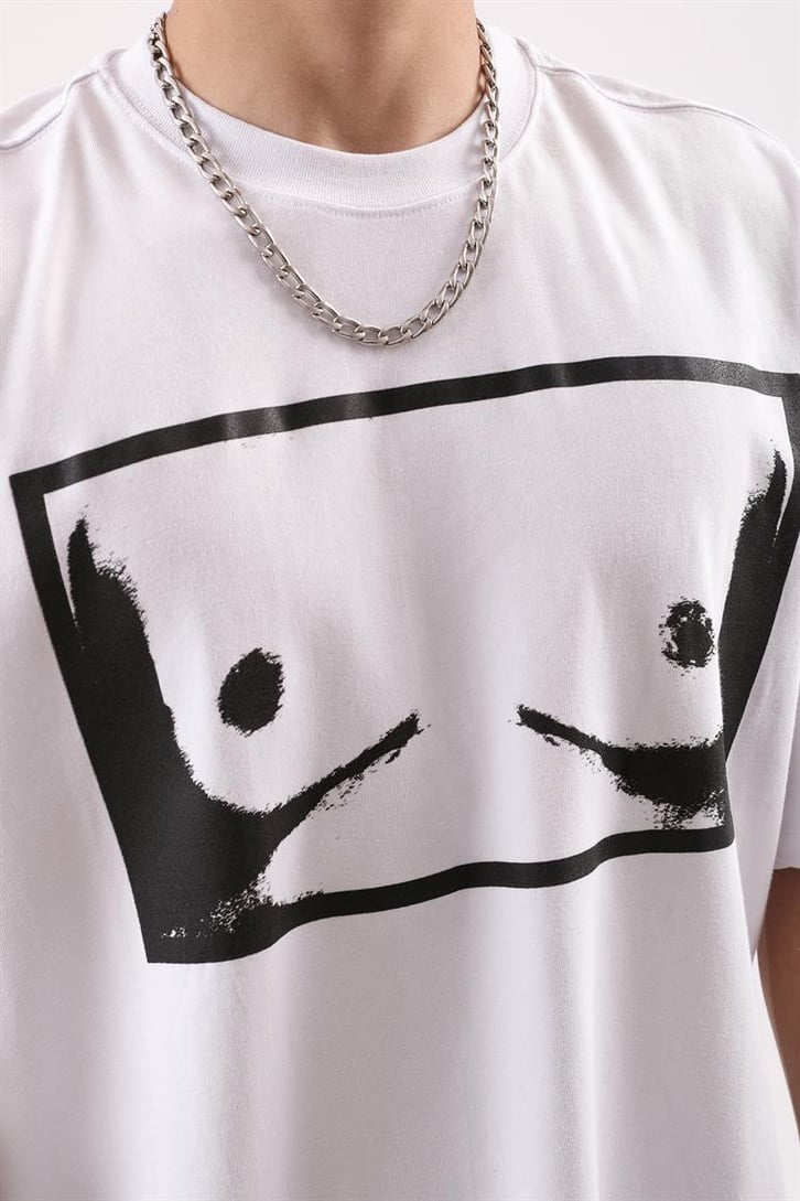 Flaw Atelier T*ts Printed Beyaz Oversize Tshirt