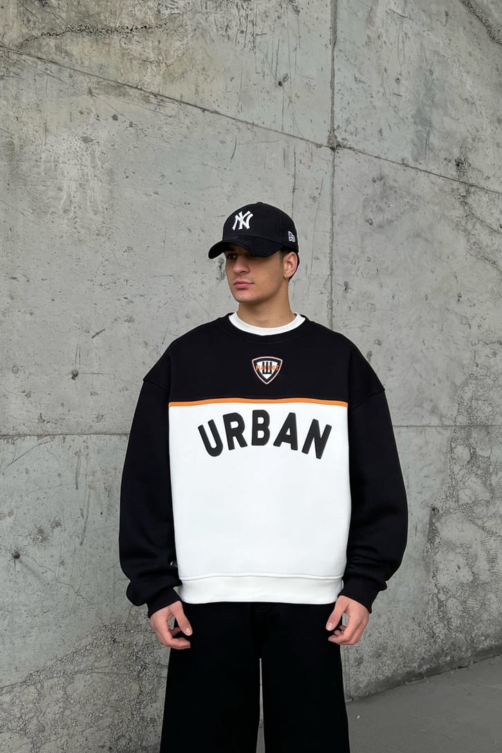 Flaw Atelier Urban Baskılı Siyah Oversize Sweatshirt