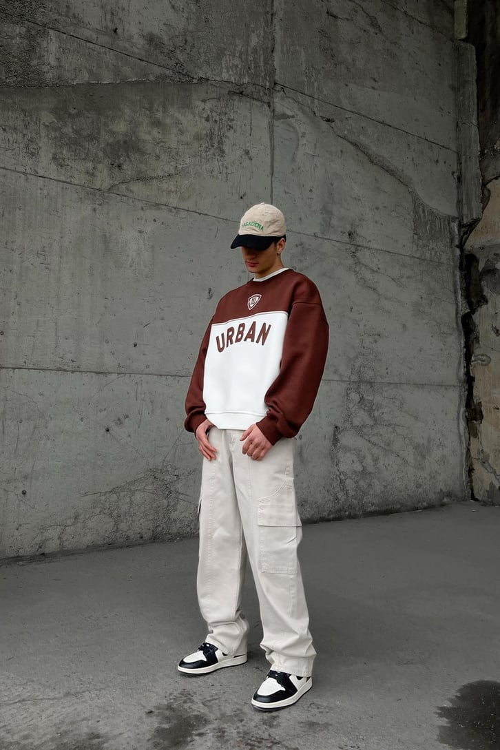 Flaw Atelier Urban Baskılı Siyah Oversize Sweatshirt