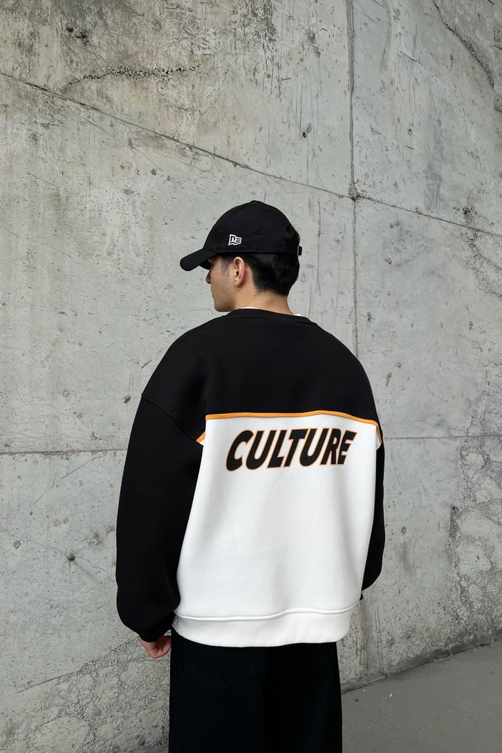 Flaw Atelier Urban Baskılı Siyah Oversize Sweatshirt