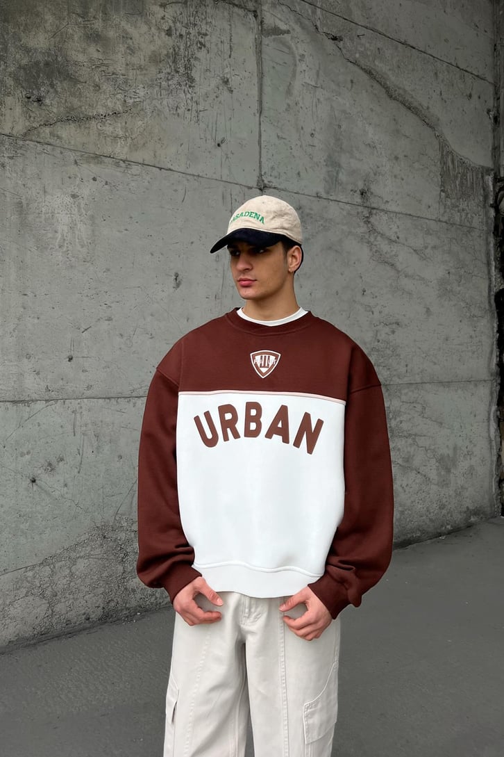 Flaw Atelier Urban Baskılı Siyah Oversize Sweatshirt