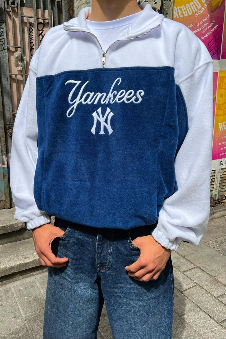 Flaw Atelier Yankees Nakışlı Lacivert Peluş Ceket