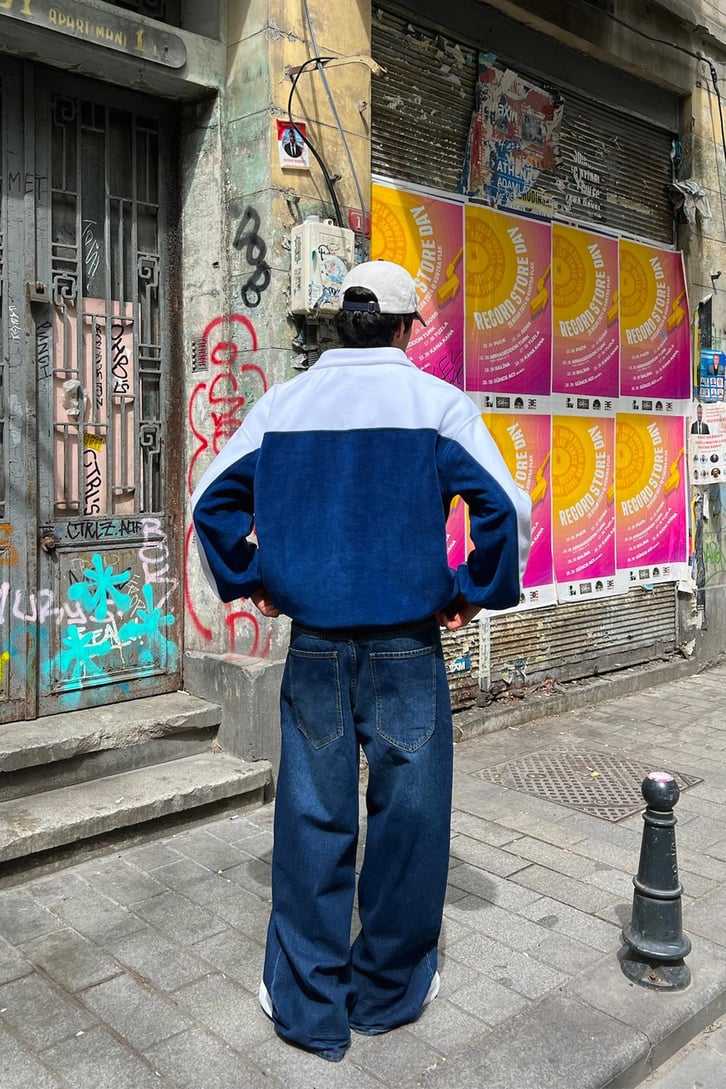 Flaw Atelier Yankees Nakışlı Lacivert Peluş Ceket