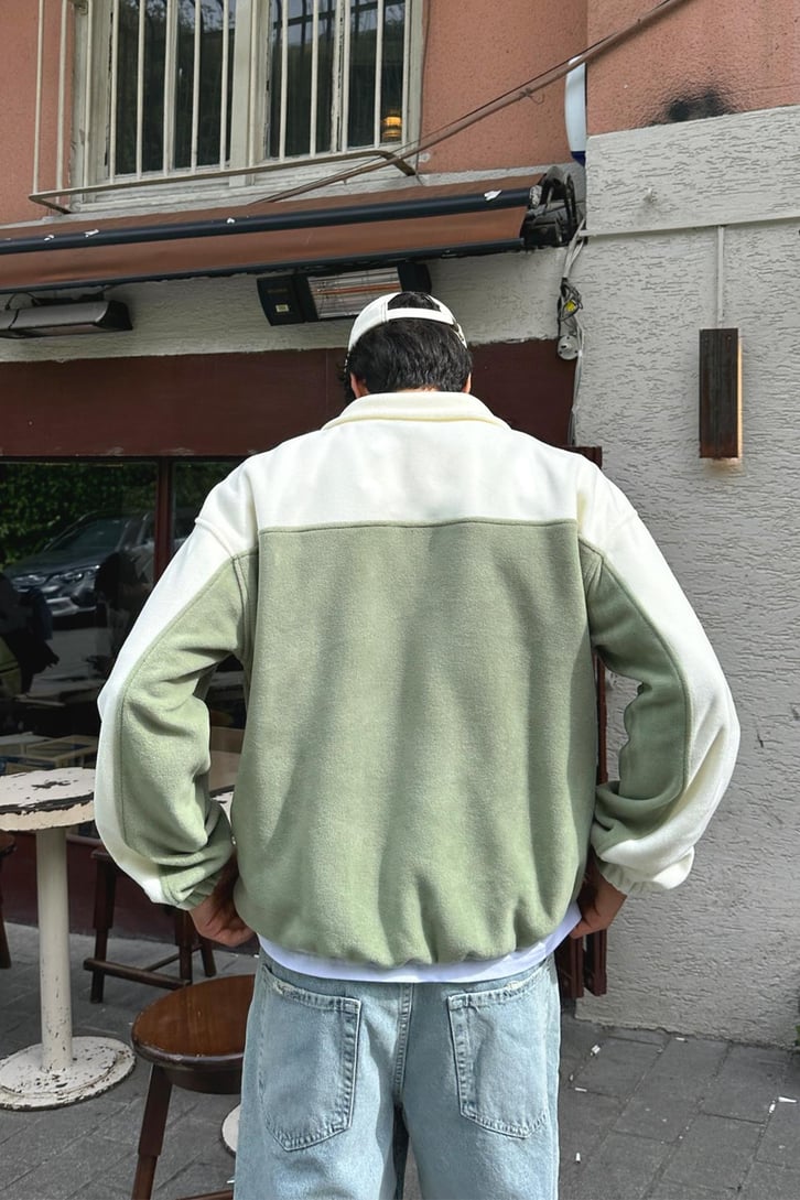 Flaw Atelier Yankees Nakışlı Yeşil Peluş Ceket