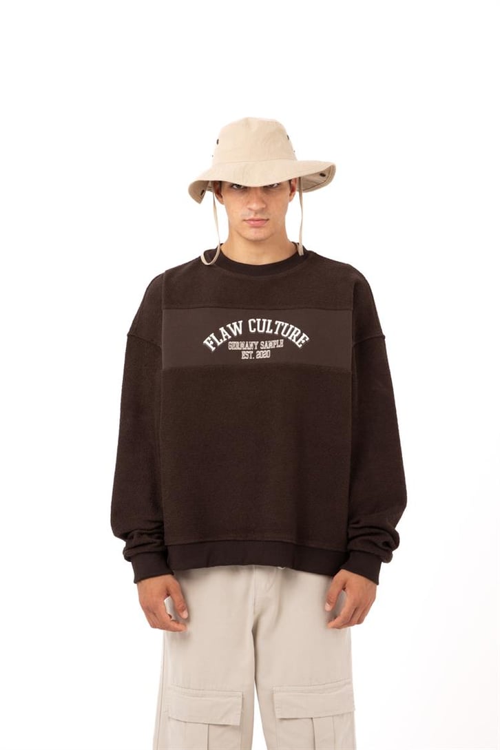 Flaw Culture - Germany Sample Baskılı Yeşil Oversize Sweatshirt