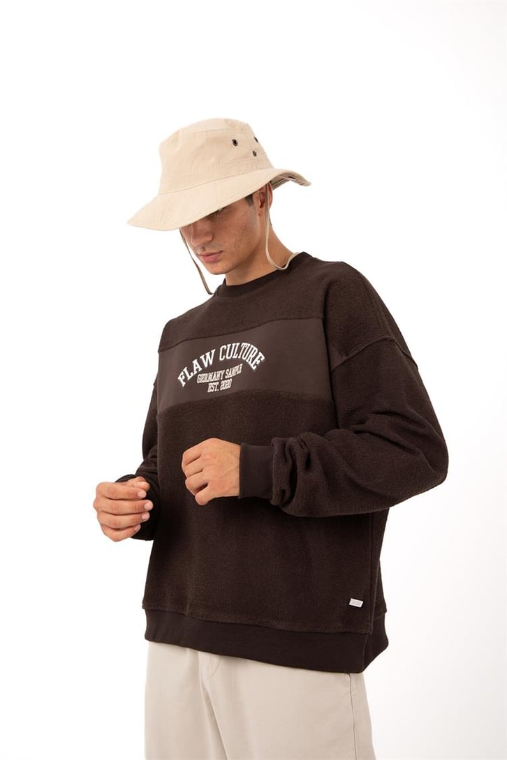 Flaw Culture - Germany Sample Baskılı Yeşil Oversize Sweatshirt