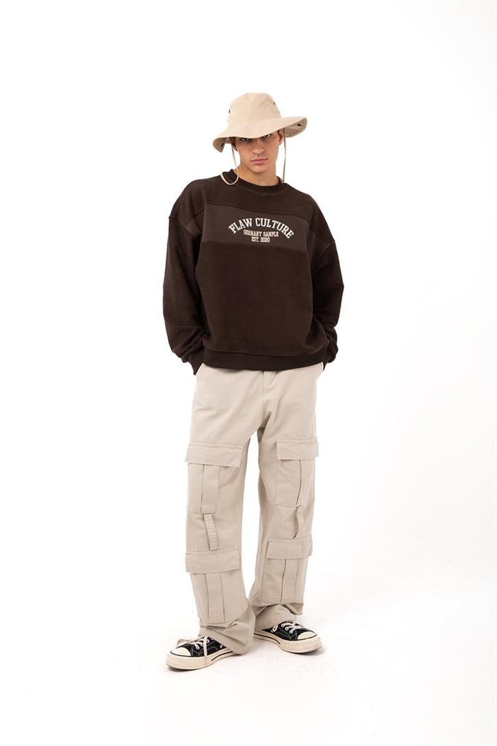 Flaw Culture - Germany Sample Baskılı Yeşil Oversize Sweatshirt