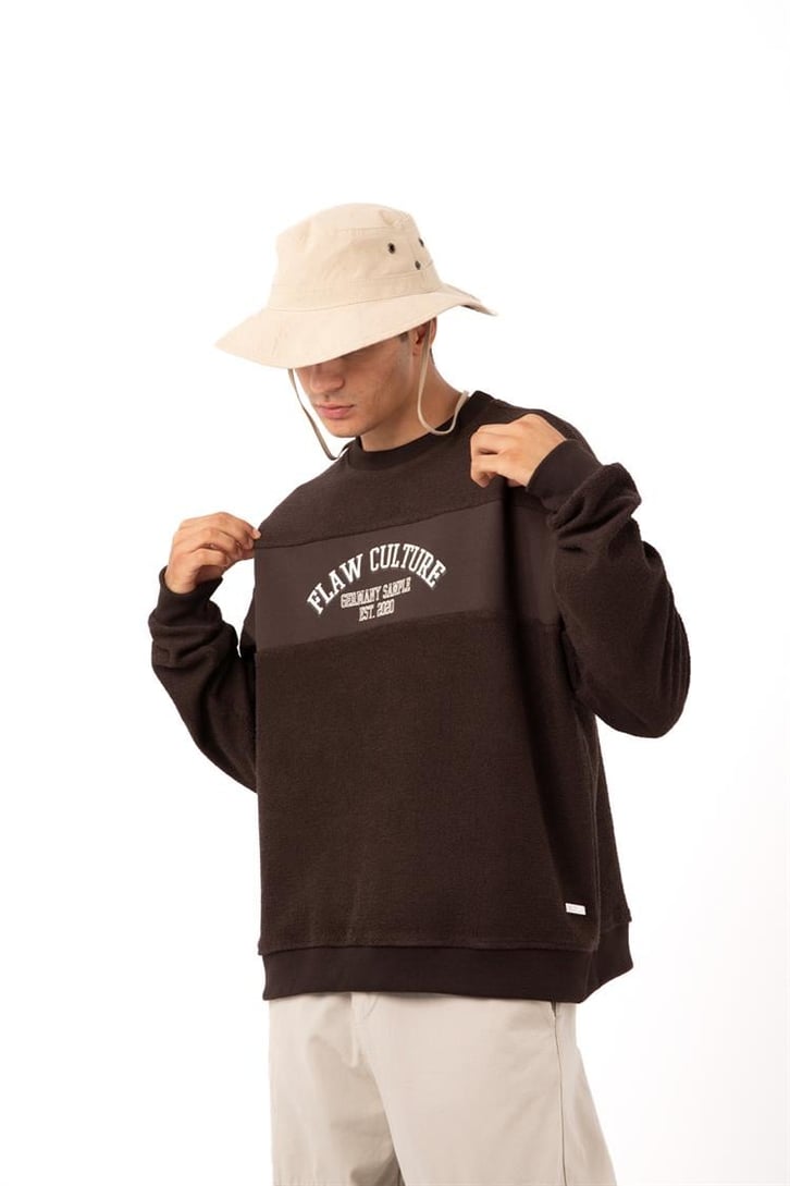Flaw Culture - Germany Sample Baskılı Yeşil Oversize Sweatshirt