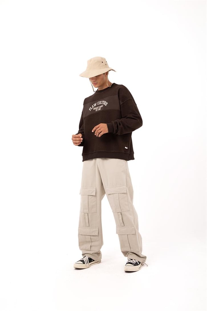 Flaw Culture - Germany Sample Baskılı Yeşil Oversize Sweatshirt