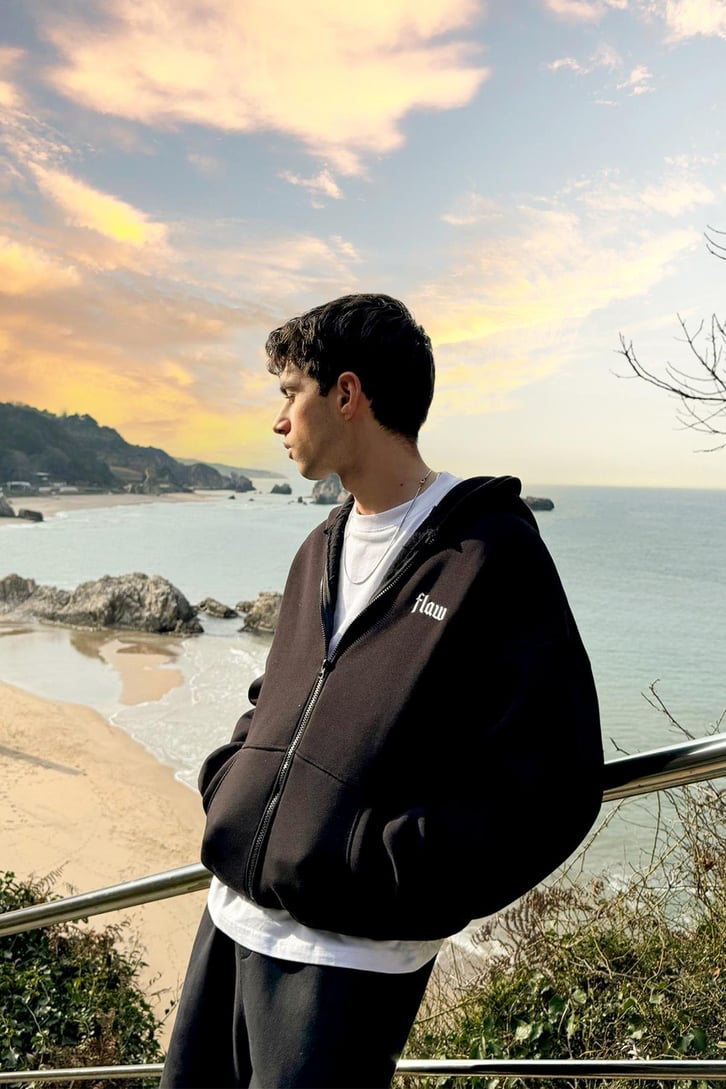Flaw Nakışlı Zip Hoodie