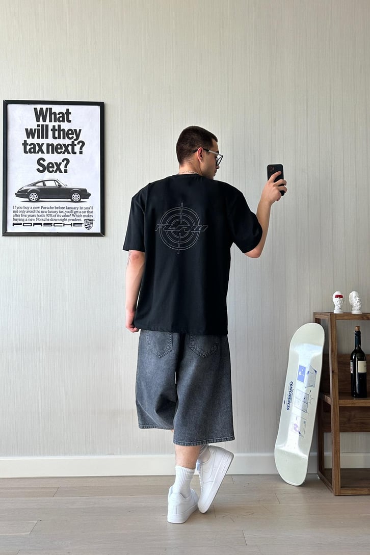 Flaw Target Nakışlı Oversize Tişört