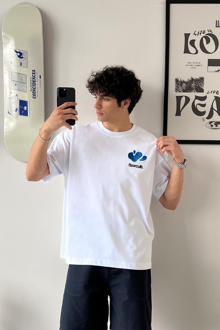 Flaw'er Nakışlı Oversize Tişört