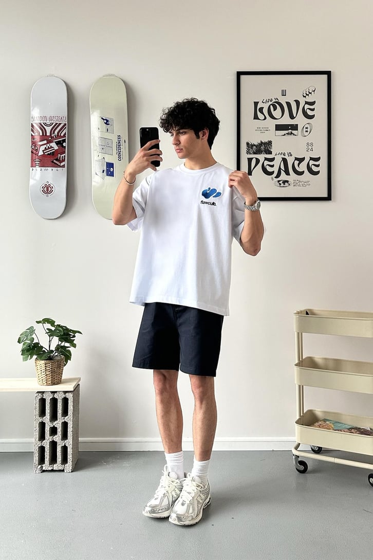 Flaw'er Nakışlı Oversize Tişört