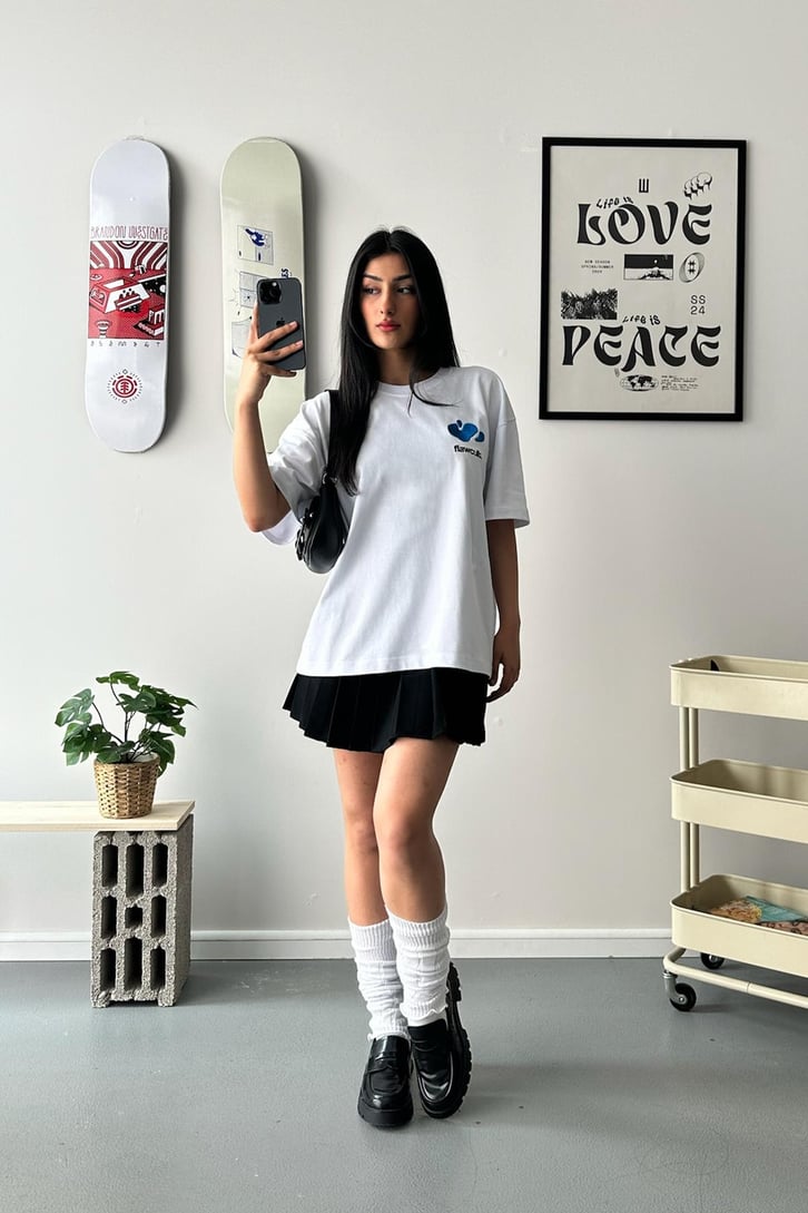 Flaw'er Nakışlı Oversize Tişört