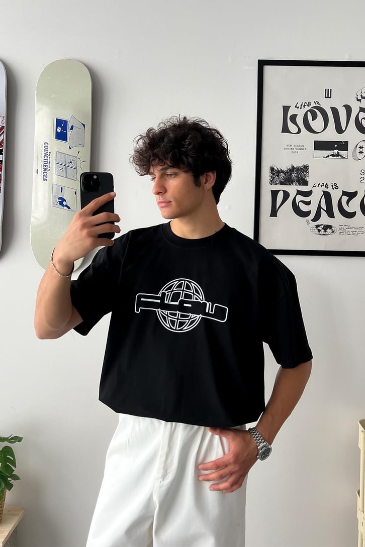 FlawWord Baskılı Oversize Tişört