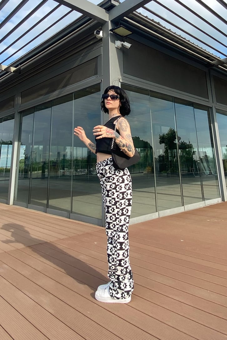 Flower Desenli Baggy Jean