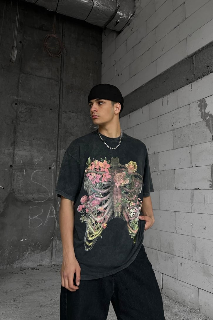 Flower Rib Cage Oversize Tshirt