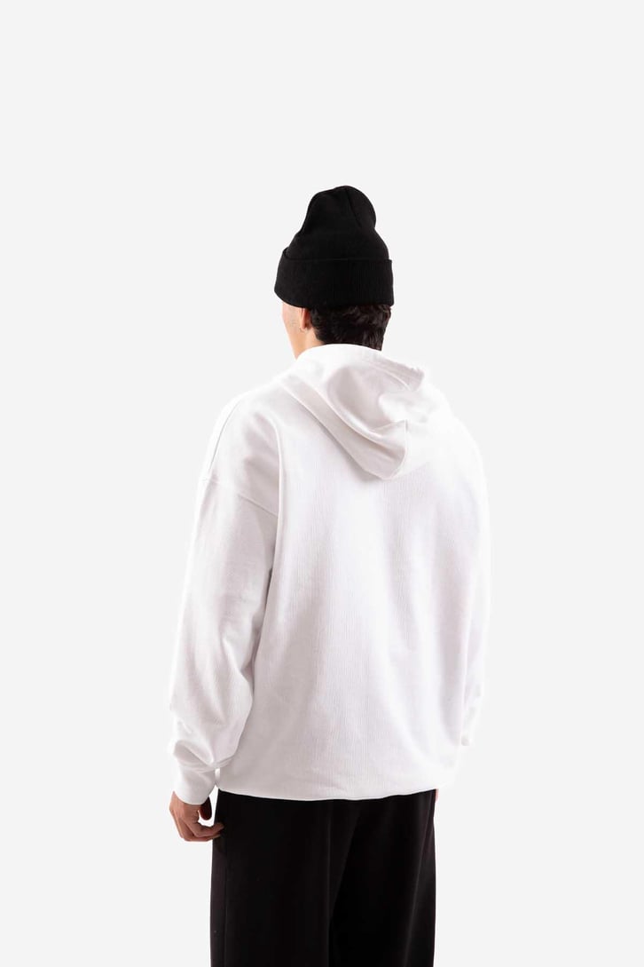 Flowers Baskılı Beyaz Oversize Hoodie