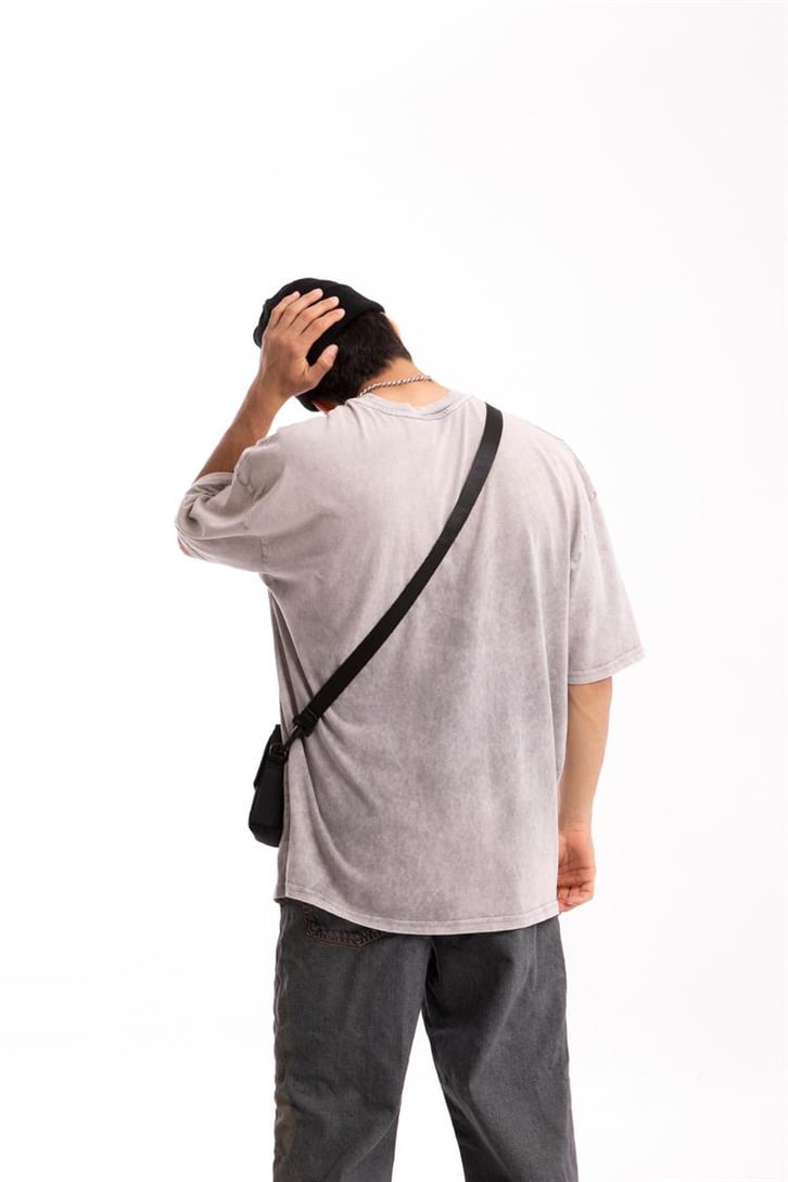 Forever Barbed Nakışlı Acid Wash Oversize Tshirt