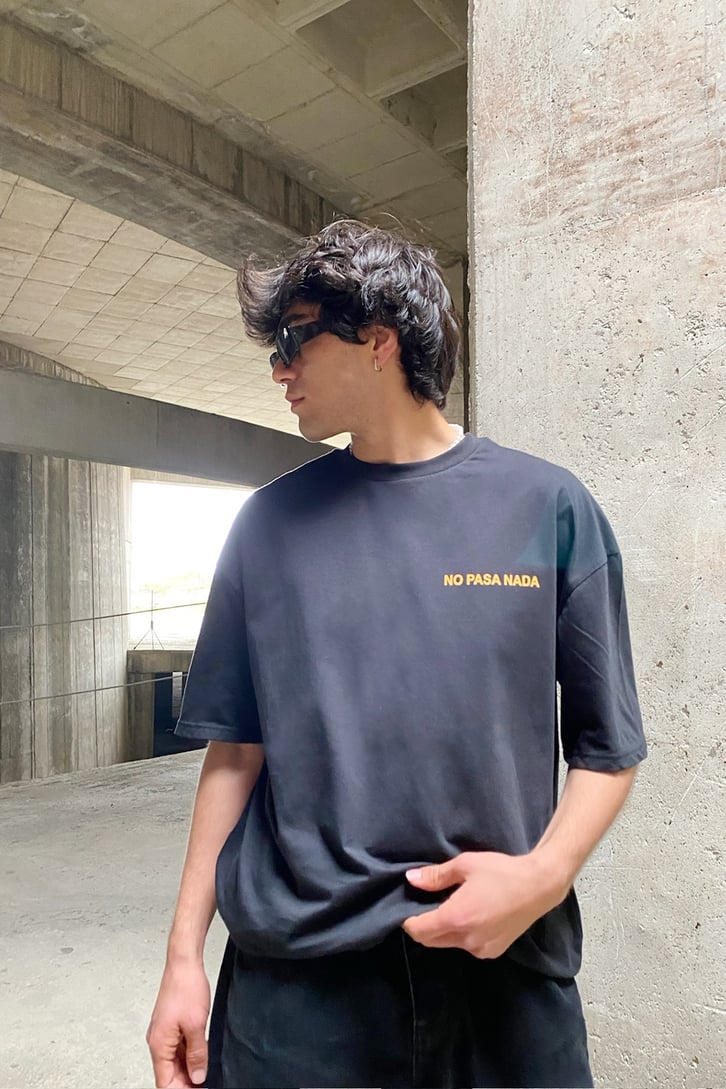Forever Future Baskılı Siyah Oversize Tshirt