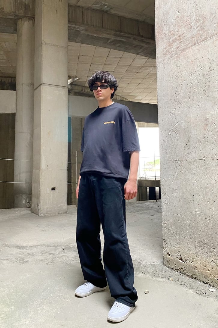 Forever Future Baskılı Siyah Oversize Tshirt