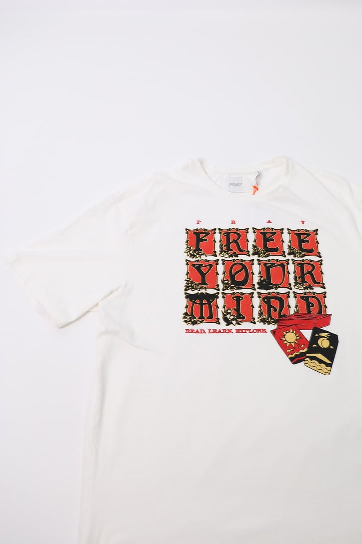 Free Your Mind Baskılı Beyaz Oversize Tshirt