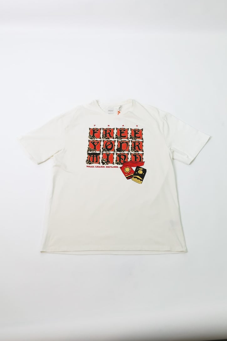 Free Your Mind Baskılı Beyaz Oversize Tshirt