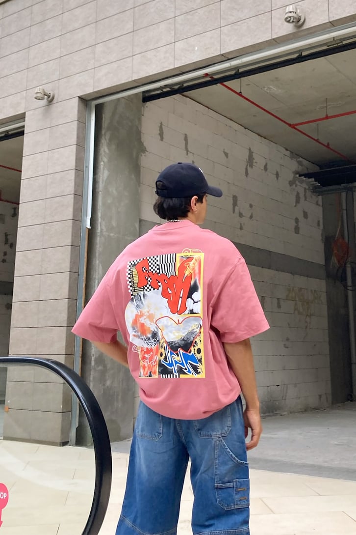 Fresh Sırt Baskılı Gül Kurusu Oversize Tshirt