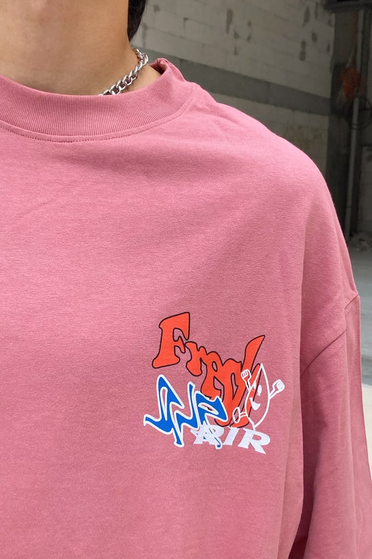 Fresh Sırt Baskılı Gül Kurusu Oversize Tshirt