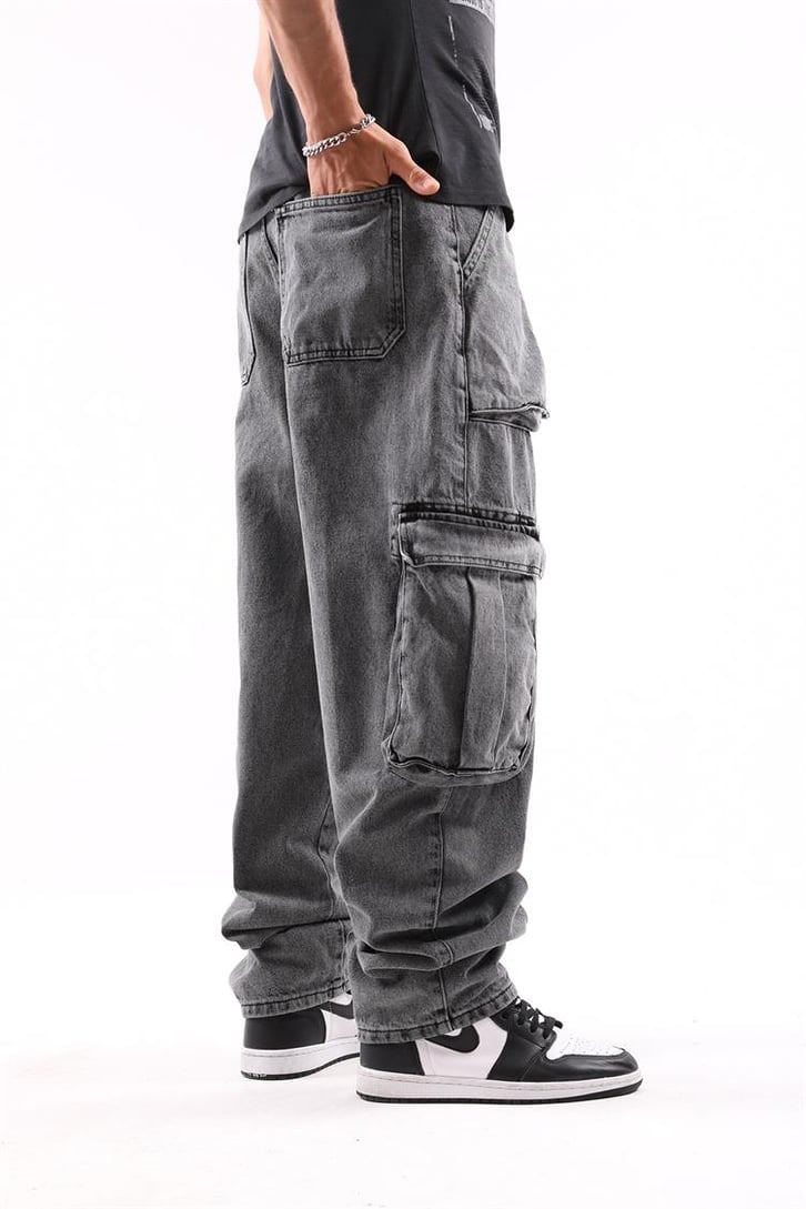 Full Pocket Acid Wash Baggy Pantolon