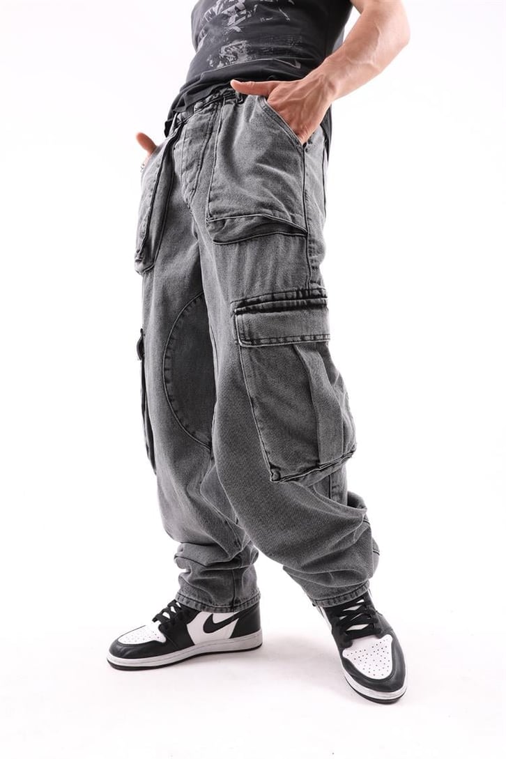 Full Pocket Acid Wash Baggy Pantolon