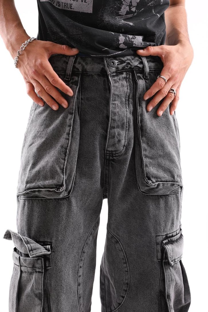 Full Pocket Acid Wash Baggy Pantolon